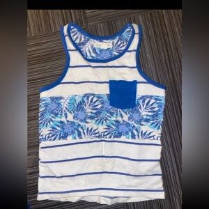 Pumpkin patch blue Hawaiian muscle tank shirt white blue size 4 boy’s